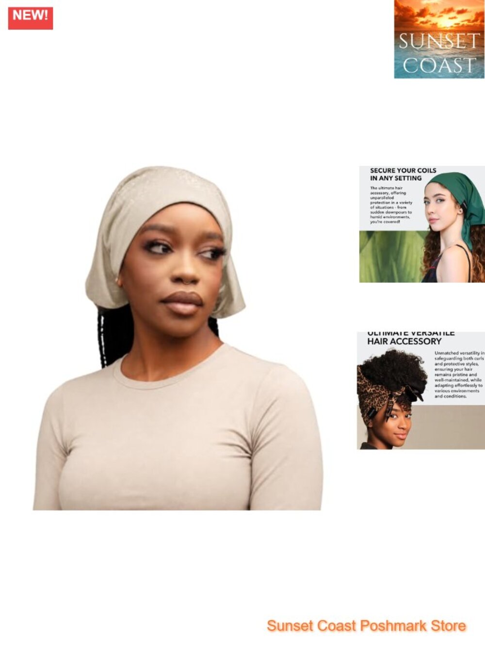 Waterproof Satin-Lined Bandana Rain Scarf Headwrap Adjustable